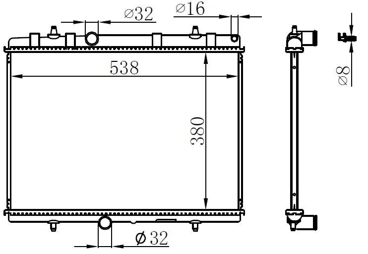 Radyatör 307-407-C4-C5-BERLINGO - PARTNER1.6-1.8-2.0 HDİ Ac Klimasız Mek 380X552X26