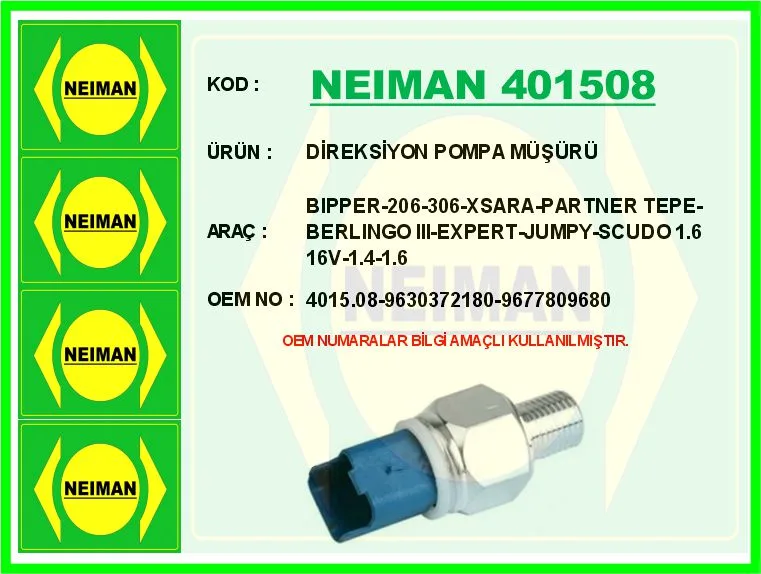 Hidrolik Direksiyon Yağ Müşürü P206-P306-P406-Bipper - EXPERT - PARTNER Tepee - BERLINGO 3 - Xsara - NEMO - Jumpy - C5-SCUDO 1.4-1.6-1.8-2.0