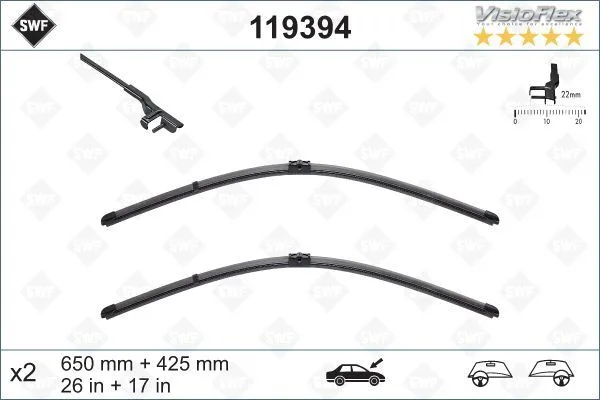 Silecek Süpürgesi Ön Takım Ford Focus 2004 Ölçüleri: 430 / 650 MM