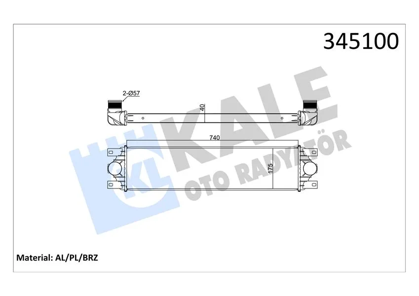 Turbo Radyatörü İntercooler MASTER 2 - 3 - MOVANO 2.5DCI Al / PL / BRZ 738X175.3X40