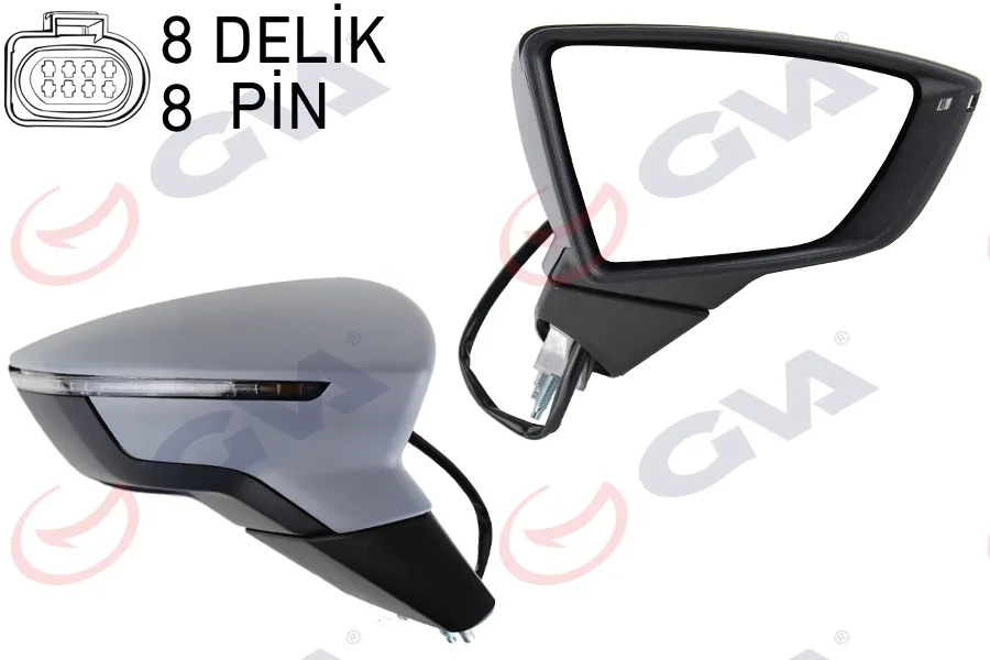Diş Dikiz Aynası Sağ Leon 2012 Elektrikli Katlanır Isıtmalı Sensörlü Sinyalli Astarlı Konveks VM-367EBR