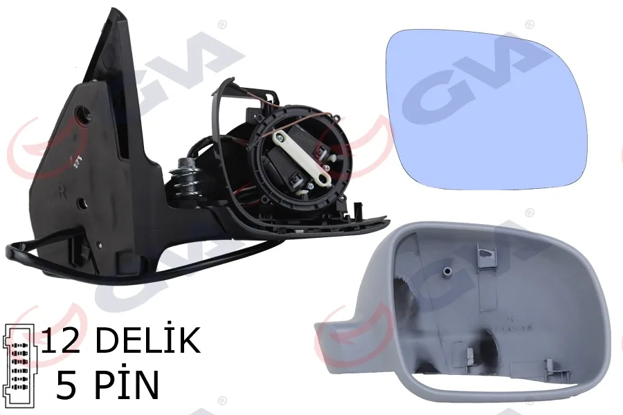 Diş Dikiz Aynası Sağ Golf - Bora 1998 Elektrikli Astarlı Konveks 5 Fiş VM-188R
