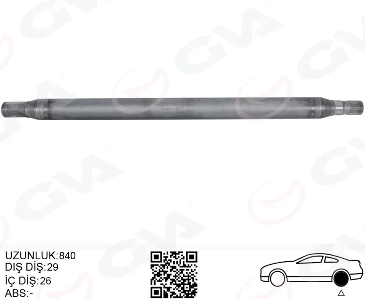 Aks Mili Arka Sol Ince Kısa 840MM Mercedes SPRINTER B906 . VW CRAFTER 30-35-50 Z:2026-1929