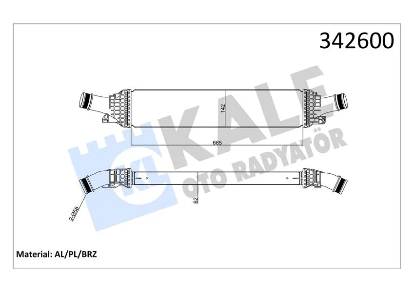 Turbo Radyatörü İntercooler Audi A4-A5-A6-Q5 2.0TFSI-1.8TFSI-2.0TDI 2008 665X134.4X58 Al - PL - BRZ