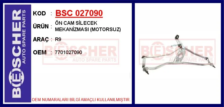 Ön Cam Silecek Mekanizması Motorsuz R9
