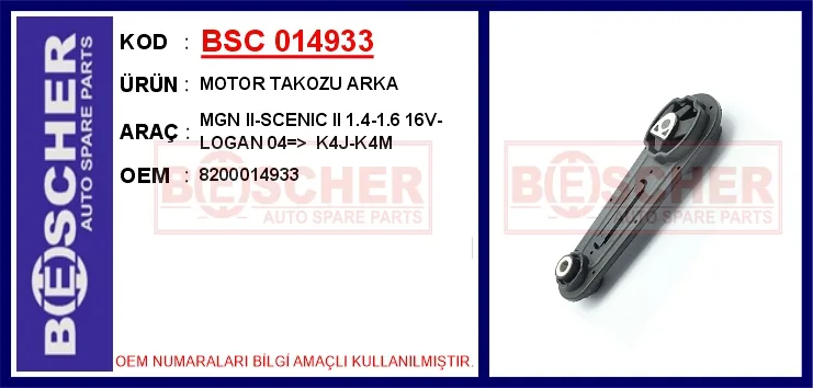 Motor Takozu Arka Megane 2 2002 Scenic 2 2002 Clio 3 2005 Modus 2004 1.2 D4F 1.4 K4J 1.6 16V K4M D Acıa Logan 2004 1.5DCİ K9K