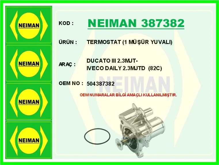 Termostat 82 C Fiat DUCATO 2006-2014 DUCATO 2015 Iveco DAILY 4 2006-2011 DAILY 5 2011-2014 DAILY 6 2014-2021 2.3D Mjet 2.3 JTD F1A