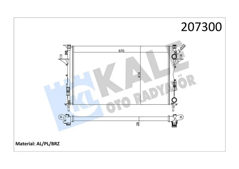 Radyatör Logan 2 1.6-1.8-2.0-1.9 DCI Ac Mek Otom 670X399X26 2 Sıra Al Sistem