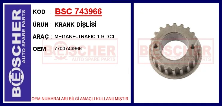 Krank Dişlisi Megane - TRAFIC 1.9 DCI