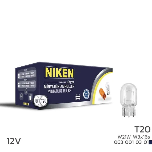 NIKEN T20 Dipsız Ampul 93 W21W W3X16S 12V 10LU (10 Adet)