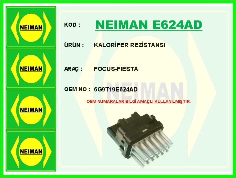 Kalorifer Rezistansı Ford Focus - C - Max - Kuga - Fiesta 2004 Çıft Yönlü Klimalı