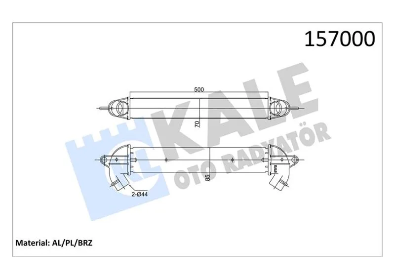 Turbo Radyatörü İntercooler DOBLO 1.9 JTD 2001 500X70X85 Al Al Sistem