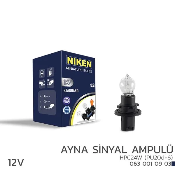 NIKEN 12V HPC24W Ayna Sinyal Ampulü PU20D-6 10LU (10 Adet)