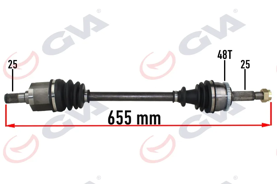 Komple Aks Sol Hyundai İ20 1.2L G4LA 2008-2015 ABS Li 25X25 - ABS 48 Diş Komple Boy 655MM