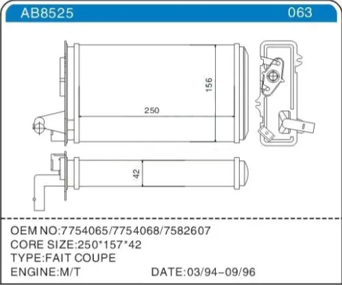 Kalorifer Radyatörü Fiat Tempra 1995-2001 TIPO 1995-2001 Alfa Romeo 145 1995-2001 146 1994-2001 155 1992-1997