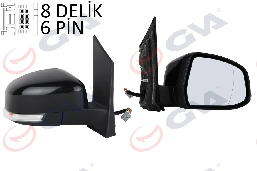 Diş Dikiz Aynası Sağ Ford Focus 2008 Elektrikli - Isıtmalı - Sinyalli - Siyah - Asferik 6 Fiş VM-6304EHAR