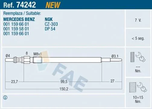 Kızdırma Bujisi Mercedes OM640 OM642 OM651 W176 W204 W205 C218 W211 W212 W164 W221 W639 W447 B906