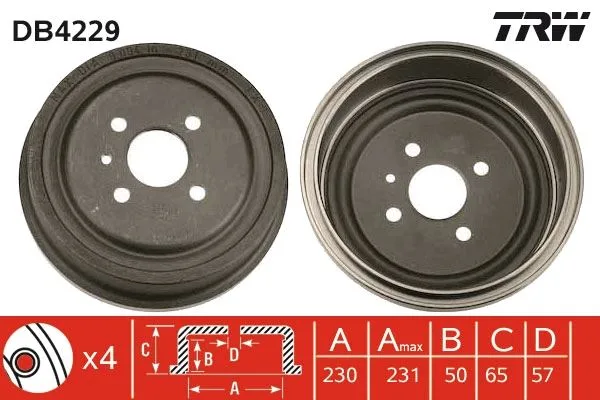 Arka Kampana ASTRA G 1998-2009 COMBO C 2001-2011 ASTRA F Station wagon 1991-1998 230X265X57X69X4DL 93189219