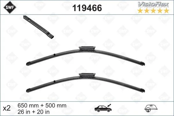 Ön Silecek Süpürgesi Takım VIVARO C - Zafira Life 2019 EXPERT - TRAVELLER - Jumpy - Spacetourer - PROACE 2016 Flat Blade VM904 X2 650 500 MM