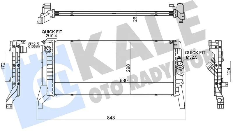 Motor Su Radyatoru BMW B37 B47 F40 F44 F45 F46 F48 F39 . Mini F54 F60 2015 Countryman F60 2016 Manuel Vites Brazing 680X298X26