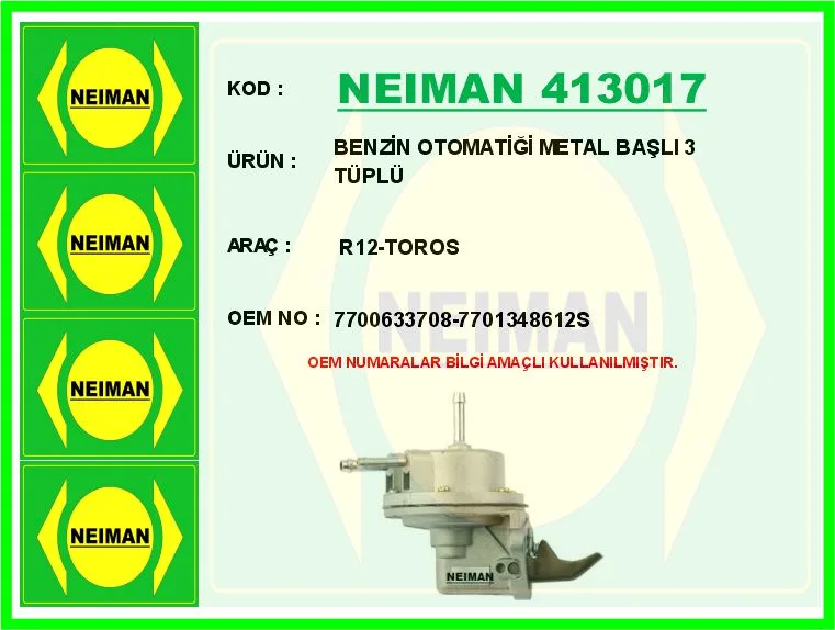 Benzin Otomatiği Metal Başlı 3 Tüplü R12-TOROS