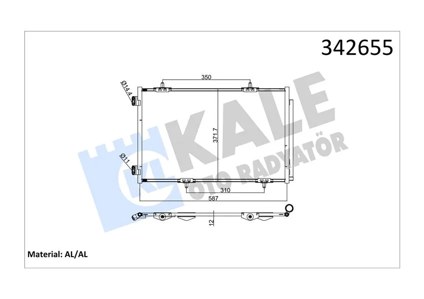 Klima Radyatörü Kondenseri P301-Citroen C - Elysee 1.2 Vti-1.6 Vti-1.6 HDİ 2011-2012 587X367X16