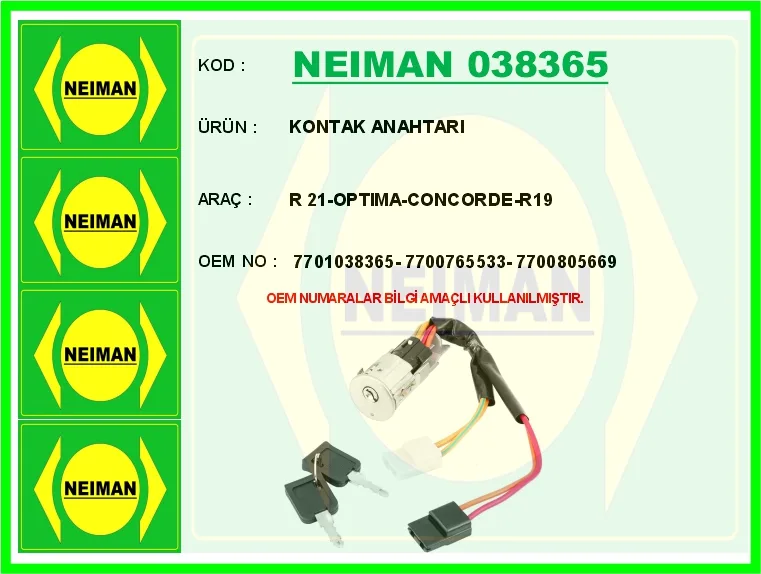 Kontak Anahtarı R 2021 Optima - Concorde - R19