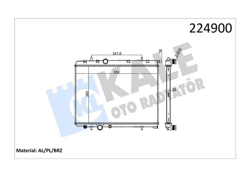 Radyatör 206 98>307 2002 C4 2004 Xsara 2000-2005 1.6-2.0 Ac Klimasız Otom 562.8X378X27 1 Sıra Alb