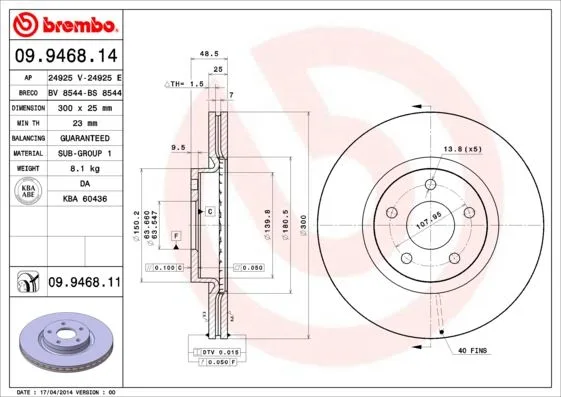 Fren Diski Ön Ford Focus - Cmax - Volvo C30-S40-V50 2004 300X25X5 (2 Adet)