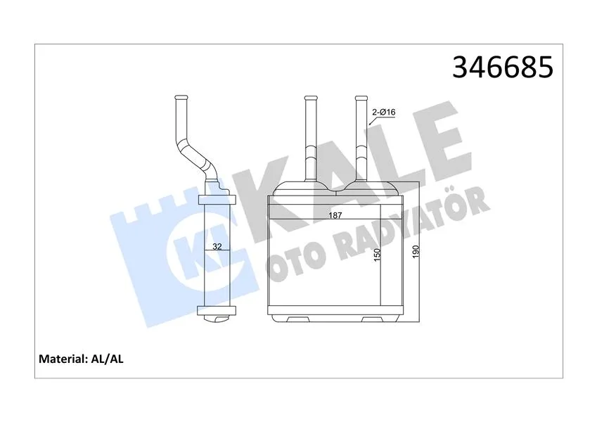 Kalorifer Radyatörü Corsa B 1993-2000 TIGRA 1994-1998 COMBO 182X155