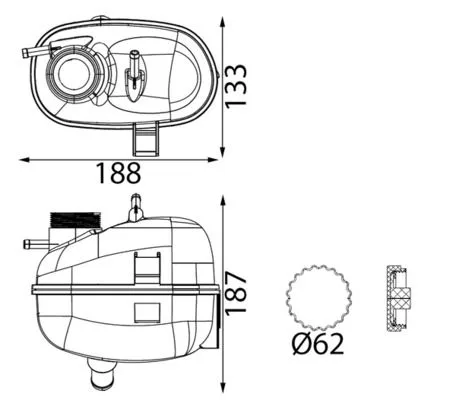 Yedek Su Deposu Genleşme Kavanozu COMBO 1.3-1.6-1.7CDTI - Corsa C 1.3-1.4-1.8-1.7CDTI - TIGRA 1.3 CDTİ