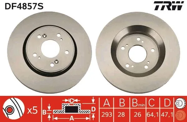 Ön Fren Diski Hava Kanalli Honda CR-V 2.0L R20A2 RE5 2006-2012 2.2L N22A Ctdi RE6 Dizel 2006 / 1.6L N16A2 RE6 I - Dtec Dizel 4X2 2013 293 Çap X 5 Bijon - Adet Disk Fiyatıdır