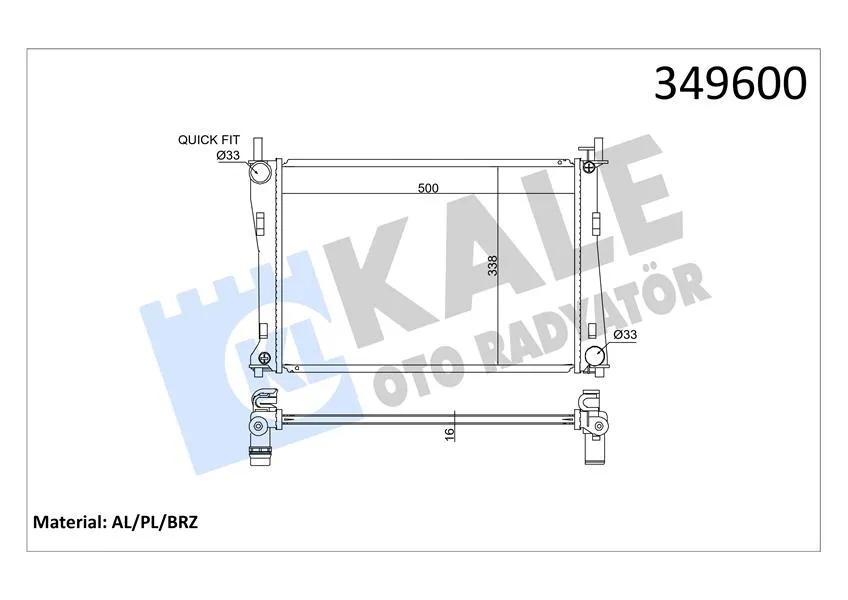 Motor Su Radyatoru Fiesta 5 Fusion 2001-2008 1.25 1.4 16V 1.6 16V Mazda 2 1.4 16V 1.6 16V 2002 Olcu 500 358 16