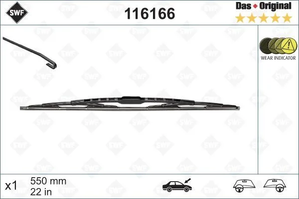 Silecek SWF 55CM X1 BERLINGO - PARTNER - Punto - DUCATO - Connect Kalos NUBIRA DOBLO Alfa 147 156