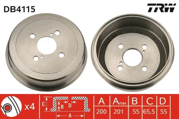 Arka Fren Kampanası Toyota COROLLA 1.3L 1.6L EE100 EE111 AE101 AE111 1992-2000 1.4L 1.6L Vvti ZZE111 Z ZE112 2000-2001 200 MM İç Çap