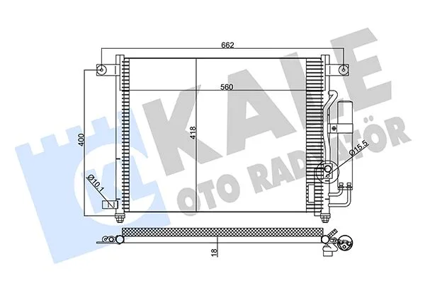 Klima Radyatörü Kondenseri Chevrolet AVEO - Kalos 1.4İ 16V 2002 Al / Al 560X457.5X18