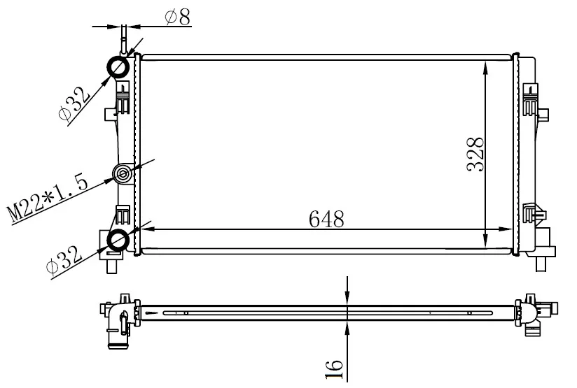 Radyatör Brazing A1-IBIZA 5 - Polo 1.2-1.4-1.6 2009 Ac Klimasız Mek 648X326X16