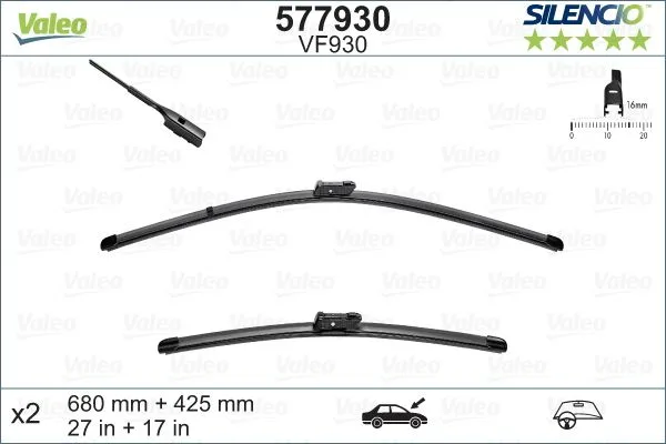 Ön Cam Silecek Süpürgesi Takım Grandland X - P3008-P5008-C5 Aircross - DS7 2016 VF930 X2 680 425MM X - TRM Flat Blade Muz Tipi