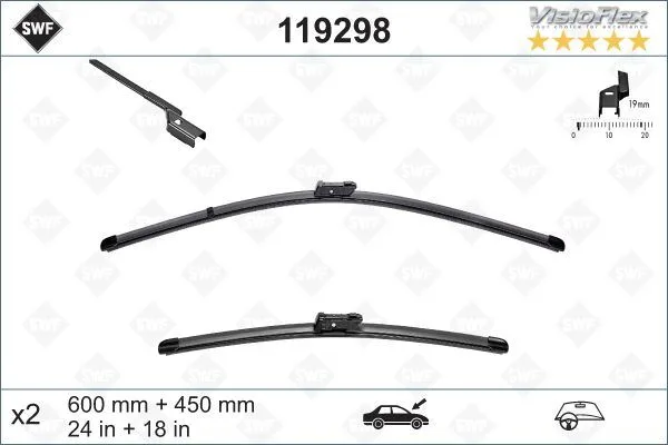 Ön Silecek Süpürge Takimi Peugeot P308 2013-2021 Hyundai İ30 2007-2011 Skoda Super B 2008-2015 VW Touran 2003-2010 C Addy 2015-2020 KIA Ceed 2007-2012 600X450