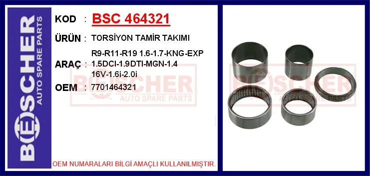 Torsiyon Tamir Takimi R9-R11-R19 1.6-1.7-Kangoo - Exp 1.5DCI-1.9DTI - Megane-1.4 16V-1.6İ-2.0İ