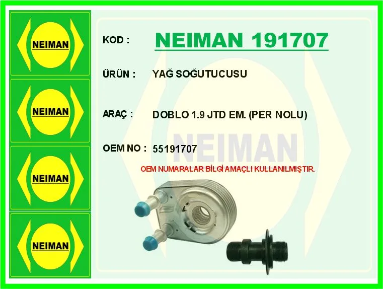 Yağ Soğutucusu DOBLO 1.9 JTD Eski Model. Per Nolu