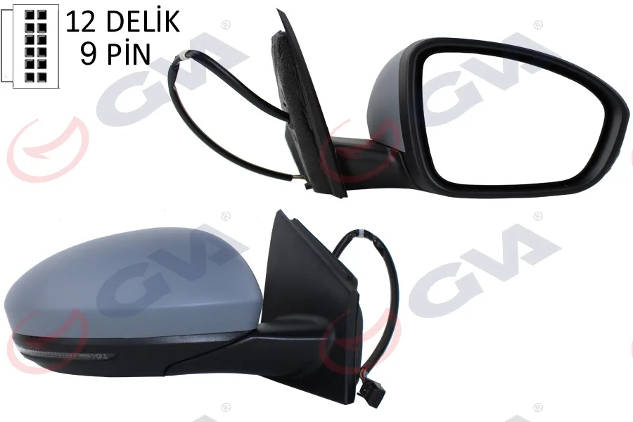 Diş Dikiz Aynası Sağ Megane 2015 Elektrikli Isıtmalı Sinyalli Sensörlü Astarlı Konveks VM-6142EHPSR