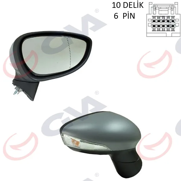 Diş Dikiz Aynası Sol Ford Fiesta 2013 Elektrikli Isıtmalı Astarlı 10 DELİK-6 Pin 6 Fiş VM-6326EHPAL