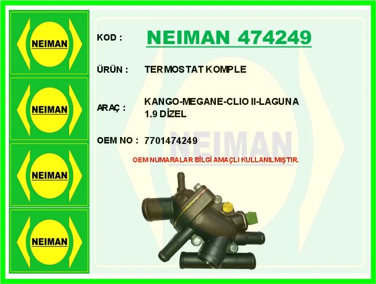 Termostat Komple Kango - Megane - Clio 2 - Laguna 1.9 Dizel