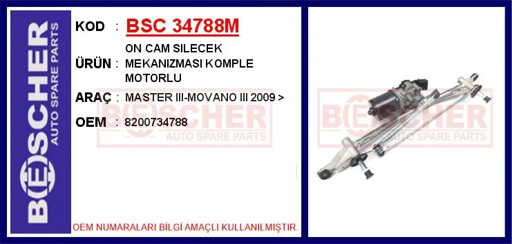 Cam Silecek Mekanizması Renault MASTER 3 2010 Motorlu