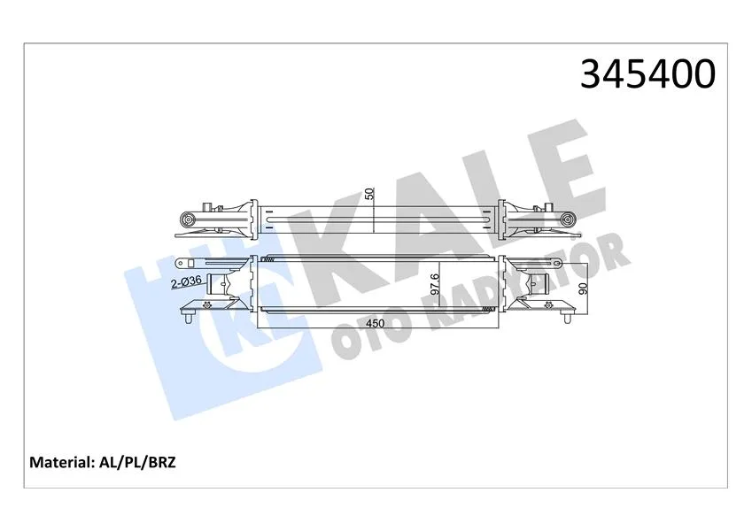 Turbo Radyatörü İntercooler Grande Punto - Mito 1.3 Al - PL - BRZ 450X97X52