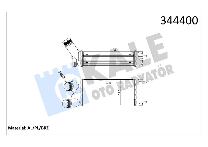Turbo Radyatörü İntercooler PARTNER 2008 BERLINGO 2008 1.6 HDI Al / PL / BRZ 300X147X76