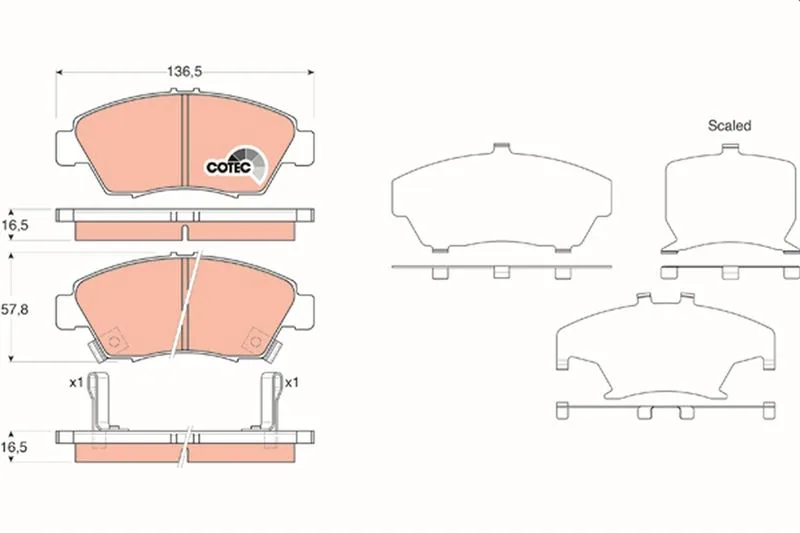 Ön Fren Balata büyük Tip Honda Civic 1.6L B16A2 VTEC 16V 160HP Ek 1996-1998 1.4L D14 3 Kapi - H / B ES 2001-2005